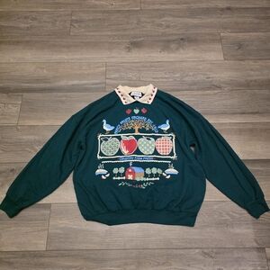 Vtg 80-90s Act III Sweatshirt Collared Featuring a "Fancy Fruit Orchards" Theme
